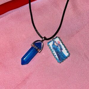 Blue Crystal Wizard Pendant Necklace